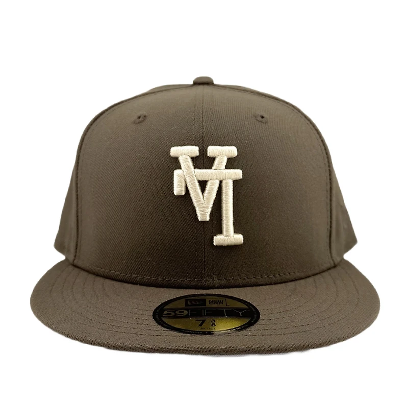Los Angeles Dodgers Walnut Brown Upside Down LA Gray UV New Era 59FIFTY Fitted Hat