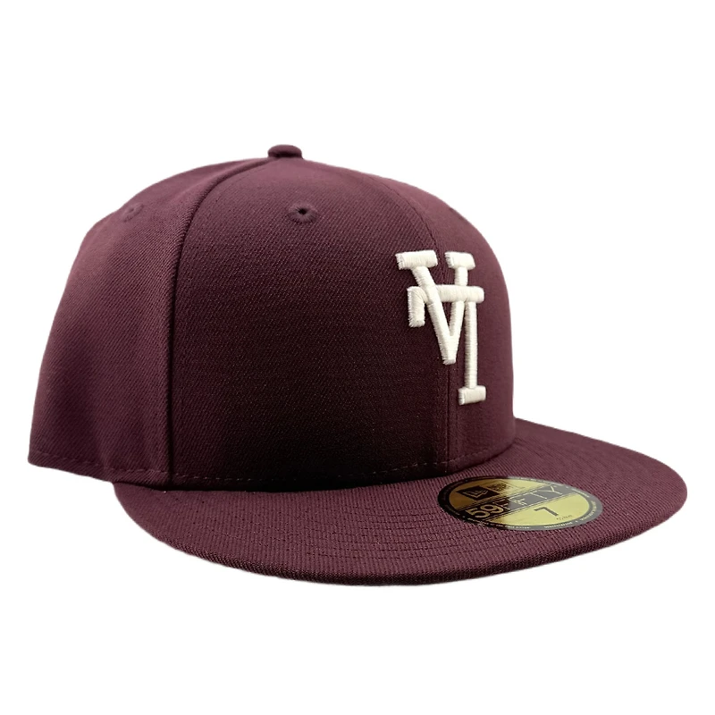 Los Angeles Dodgers Burgundy Upside Down LA Green UV New Era 59FIFTY Fitted Hat