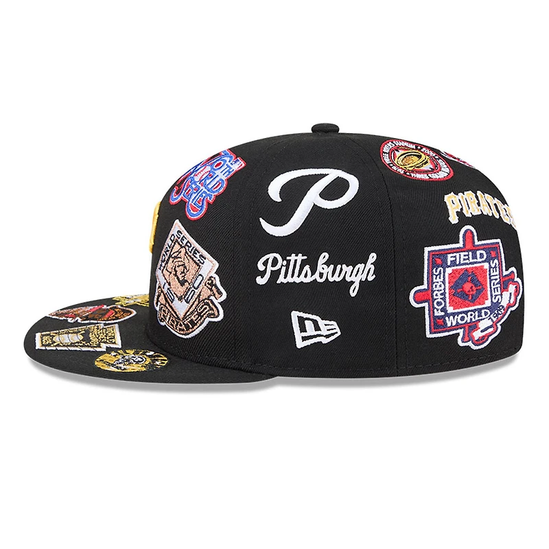 Pittsburgh Pirates Black All Over Patches New Era 9FIFTY Snapback Hat