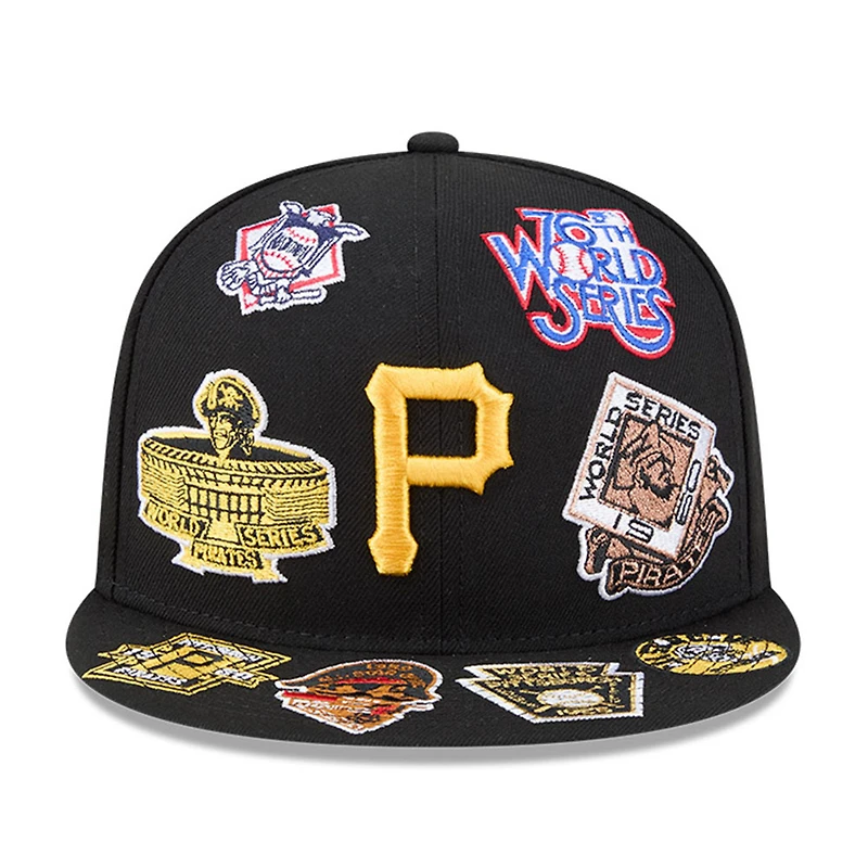 Pittsburgh Pirates Black All Over Patches New Era 9FIFTY Snapback Hat