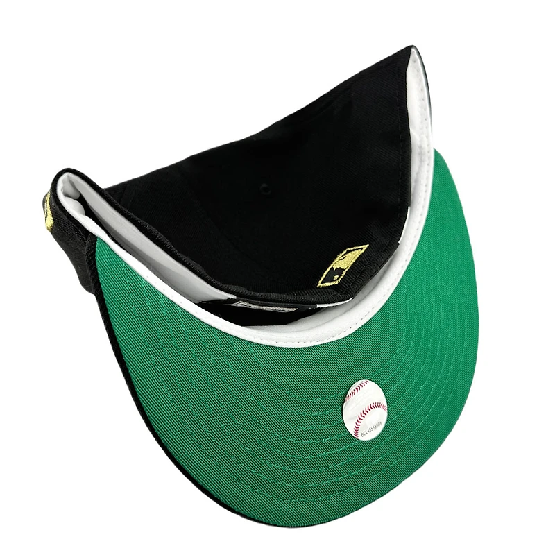 Los Angeles Dodgers Black with Metallic Gold Upside Down LA 100th Anniversary Patch Green UV New Era 59FIFTY Fitted Hat