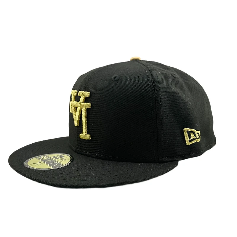 Los Angeles Dodgers Black with Metallic Gold Upside Down LA 100th Anniversary Patch Green UV New Era 59FIFTY Fitted Hat
