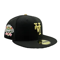 Los Angeles Dodgers Black with Metallic Gold Upside Down LA 100th Anniversary Patch Green UV New Era 59FIFTY Fitted Hat