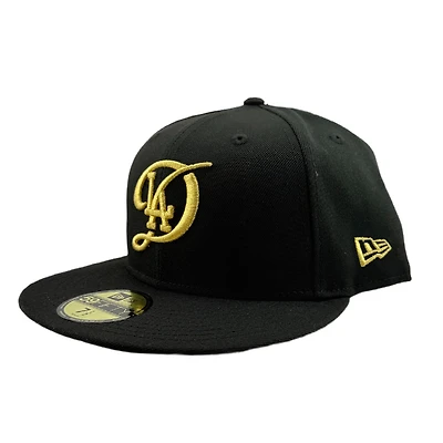 Los Angeles Dodgers Black with Metallic Gold City Connect Logo Gray UV New Era 59FIFTY Fitted Hat
