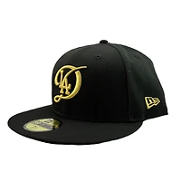 Los Angeles Dodgers Black with Metallic Gold City Connect Logo Gray UV New Era 59FIFTY Fitted Hat