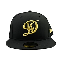 Los Angeles Dodgers Black with Metallic Gold City Connect Logo Gray UV New Era 59FIFTY Fitted Hat