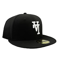 Los Angeles Dodgers Black and White Upside Down LA MLB Batterman New Era 59FIFTY Fitted Hat