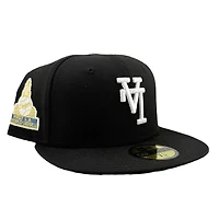 Los Angeles Dodgers Black and White Upside Down First LA World Series Patch Green UV New Era 59FIFTY Fitted Hat