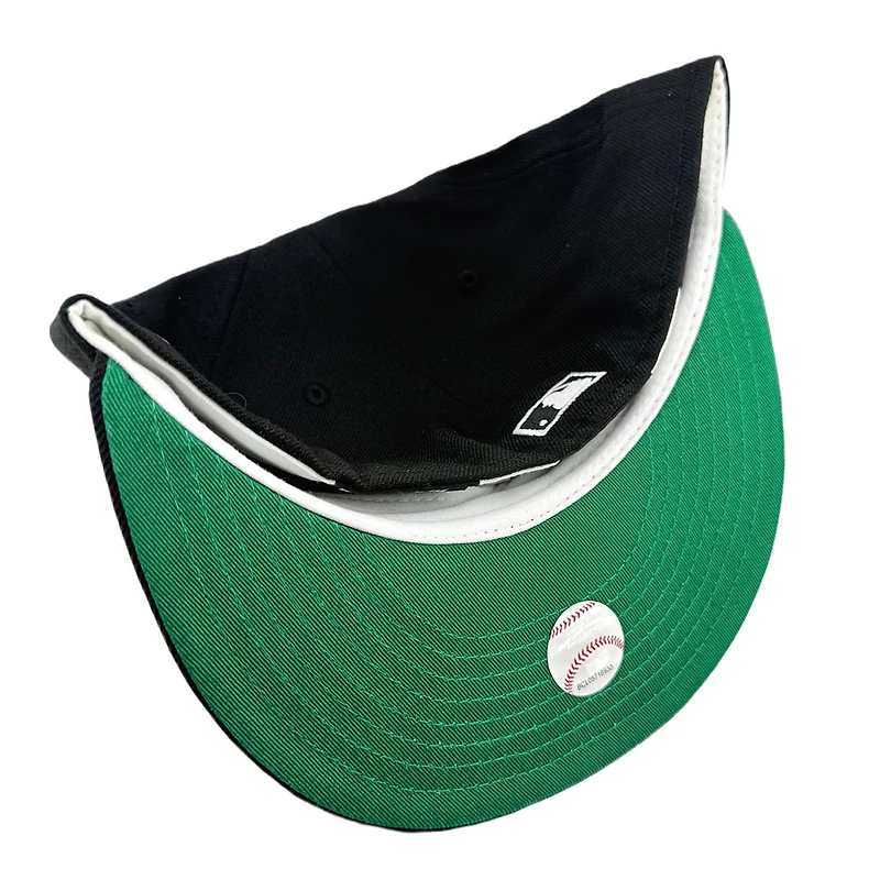 Los Angeles Dodgers Black and White Upside Down First LA World Series Patch Green UV New Era 59FIFTY Fitted Hat
