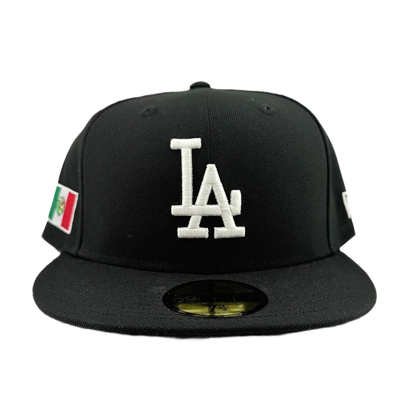 Los Angeles Dodgers Black and White with Mexico Flag Patch UV New Era 59FIFTY Fitted Hat