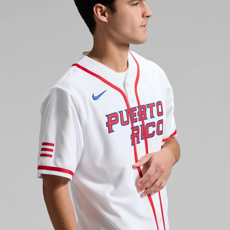 Team Puerto Rico White Blank 2026 World Baseball Classic WBC Nike Home Stadium Jersey