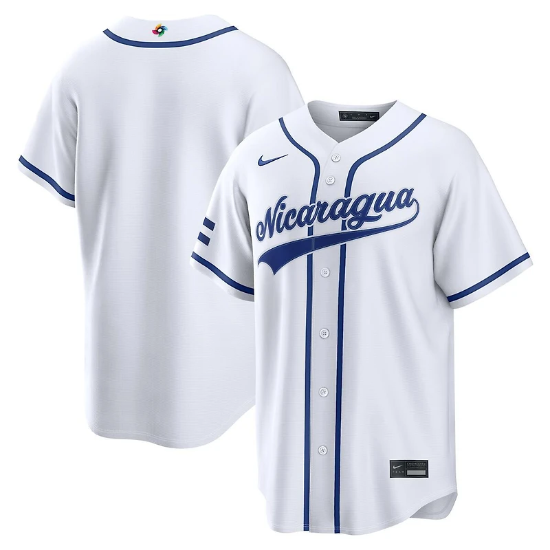 Team Nicaragua White Blank 2026 World Baseball Classic WBC Nike Home Stadium Jersey