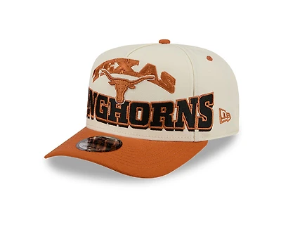 Texas Longhorns Chrome and Burnt Orange Oversize Arch New Era 9FIFTY A-Frame Snapback Hat