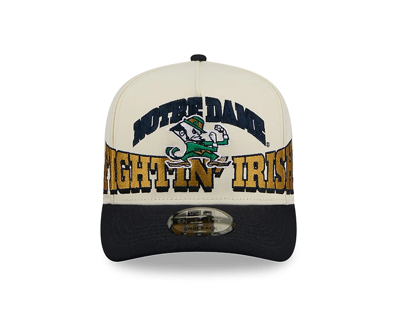 Notre Dame Fighting Irish Chrome and Navy Oversize Arch New Era 9FIFTY A-Frame Snapback Hat