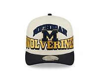 Michigan Wolverines Chrome and Navy Oversize Arch New Era 9FIFTY A-Frame Snapback Hat
