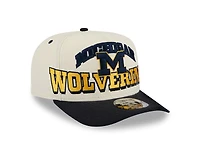 Michigan Wolverines Chrome and Navy Oversize Arch New Era 9FIFTY A-Frame Snapback Hat