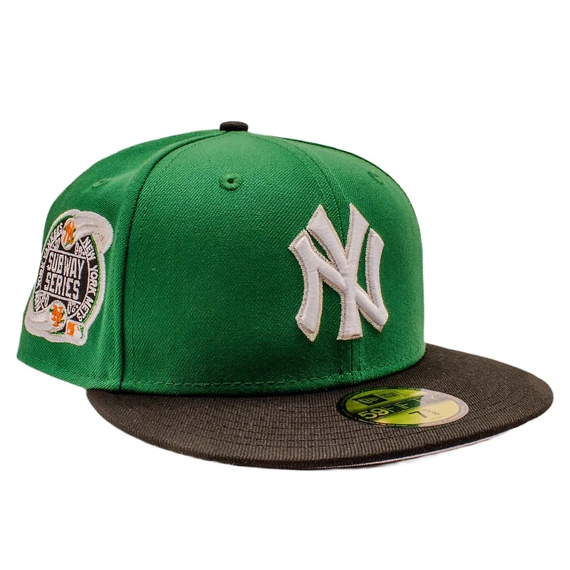 New York Yankees Green and Black Subway Series Patch Grey UV Era 59FIFTY Fitted Hat