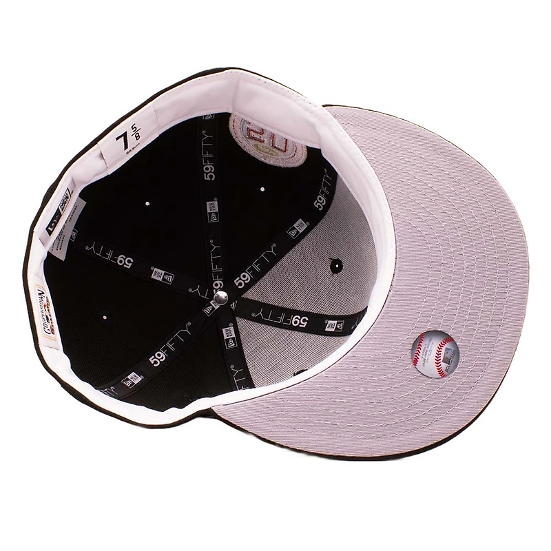 Los Angeles Angels Black 50th Anniversary Patch Grey UV New Era 59FIFTY Fitted Hat