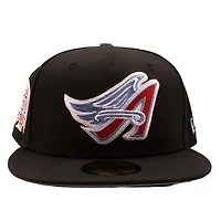 Los Angeles Angels Black 50th Anniversary Patch Grey UV New Era 59FIFTY Fitted Hat
