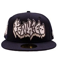 New York Yankees Navy Grafitti Logo Old Stadium Patch Grey UV Era 59Fifty Fitted Hat