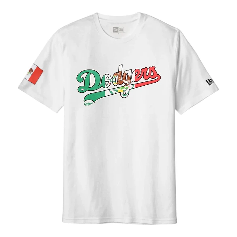 Los Angeles Dodgers White Mexico Flag Wordmark New Era T-Shirt
