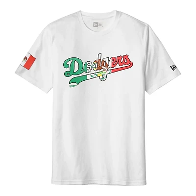 Los Angeles Dodgers White Mexico Flag Wordmark New Era T-Shirt