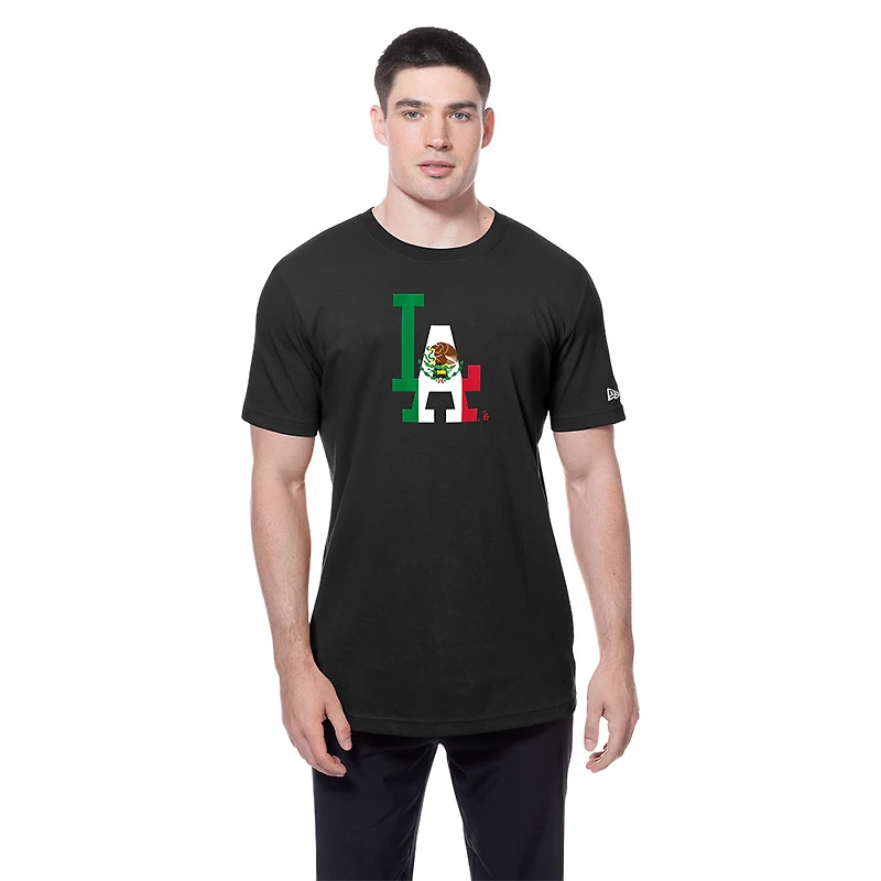 Los Angeles Dodgers Black LA Mexico Flag New Era T-Shirt