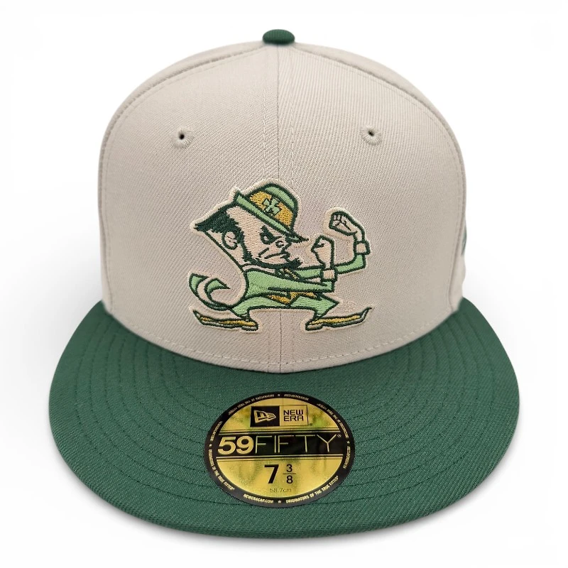 Notre Dame Fighting Irish Stone and Green Gold UV NCAA New Era 59FIFTY Fitted Hat