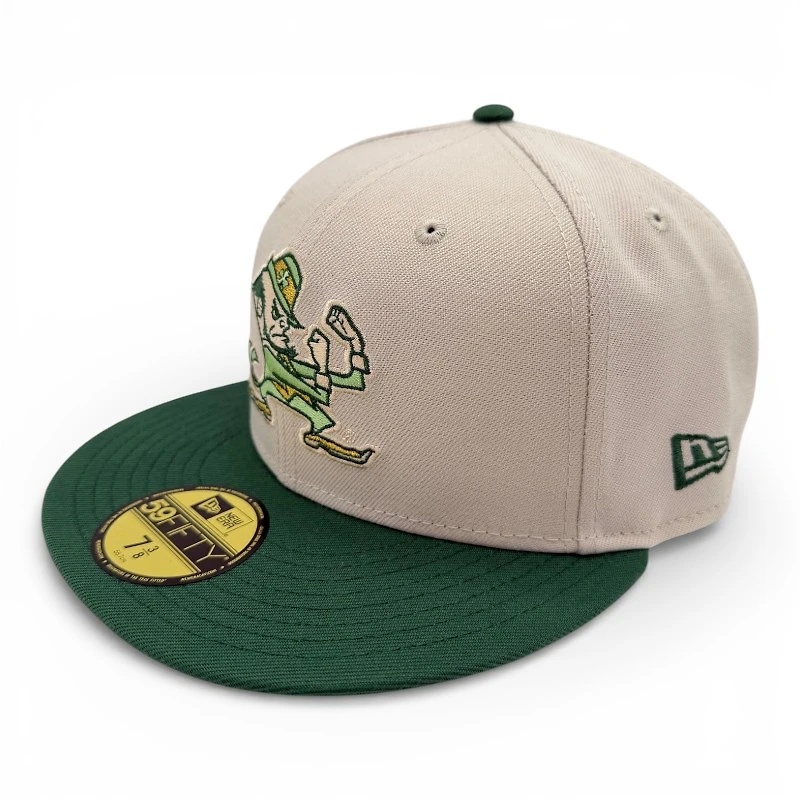 Notre Dame Fighting Irish Stone and Green Gold UV NCAA New Era 59FIFTY Fitted Hat