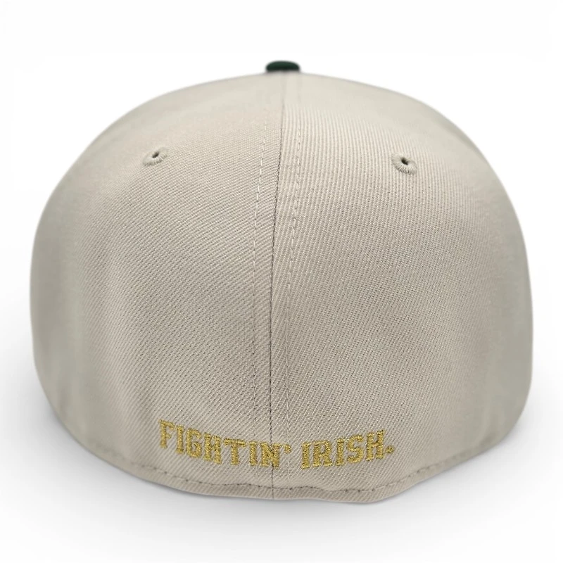 Notre Dame Fighting Irish Stone and Green Gold UV NCAA New Era 59FIFTY Fitted Hat