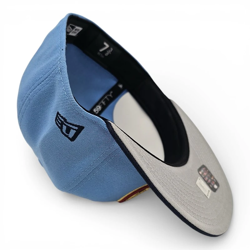 Denver Nuggets Sky Blue Oceanside 2T Leon the Lab 2023 Champions Patch Grey UV New Era 59FIFTY Fitted Hat