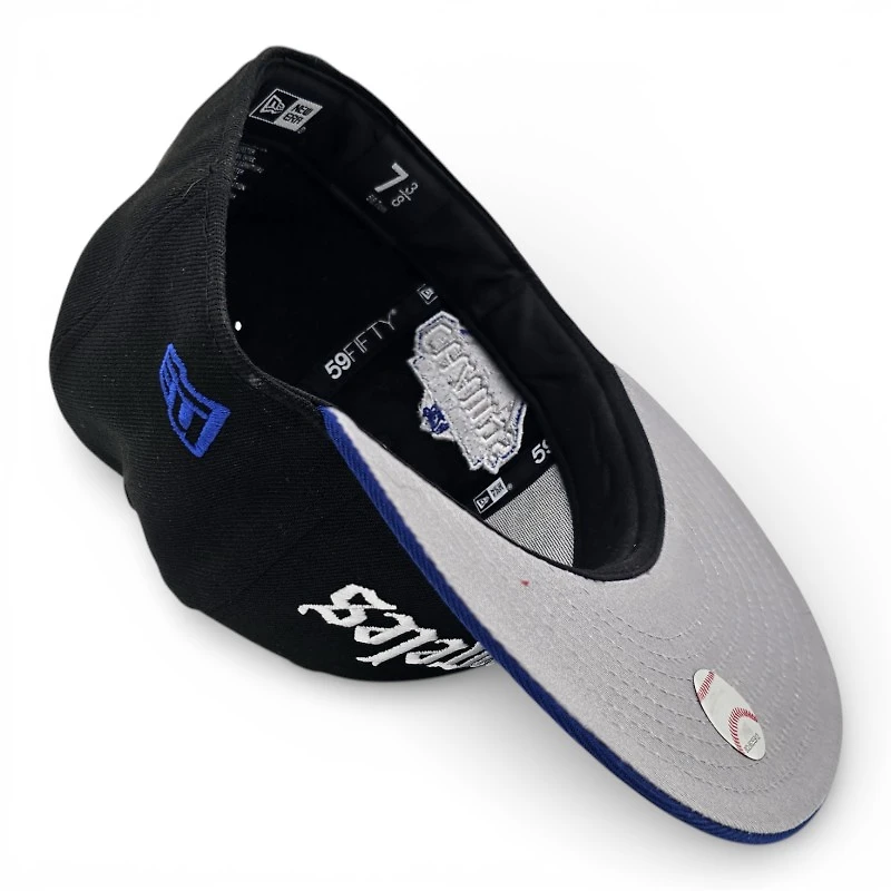 Los Angeles Dodgers Black Royal 2T Leon the Lab Back to Champs Patch Grey UV New Era 59FIFTY Fitted Hat