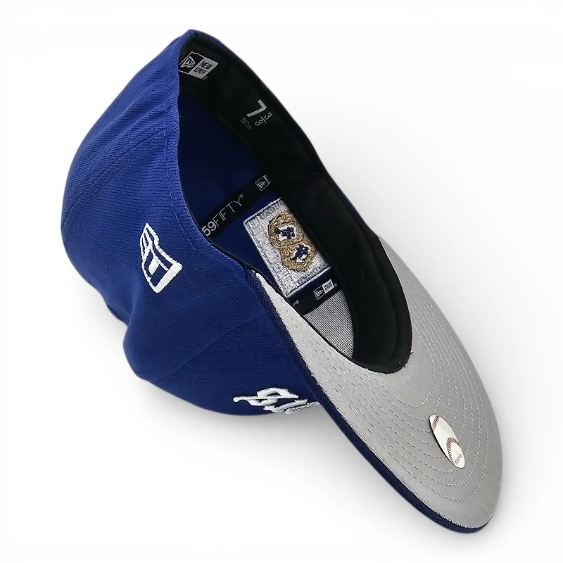 Los Angeles Dodgers Majestic Blue Dark Royal 2T Leon the Lab Back to Champs Patch Grey UV New Era 59FIFTY Fitted Hat