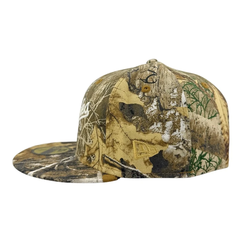 Los Angeles Dodgers Realtree Camo City Script 100th Anniversary Patch Grey UV New Era 59FIFTY Fitted Hat