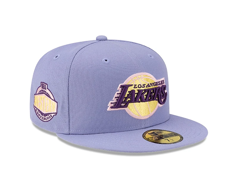 Los Angeles Lakers Lavender Western Conference Patch Gray UV New Era 59FIFTY Fitted Hat