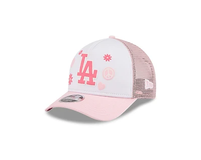 Youth Los Angeles Dodgers Pink Play Kids Trucker New Era 9FORTY M-Crown Adjustable Hat