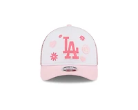 Youth Los Angeles Dodgers Pink Play Kids Trucker New Era 9FORTY M-Crown Adjustable Hat