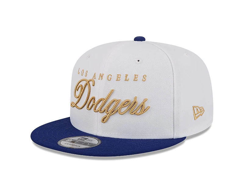 Los Angeles Dodgers White and Royal Blue Scripted 9FIFTY Snapback
