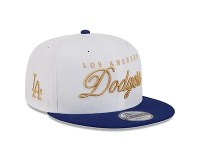 Los Angeles Dodgers White and Royal Blue Scripted 9FIFTY Snapback