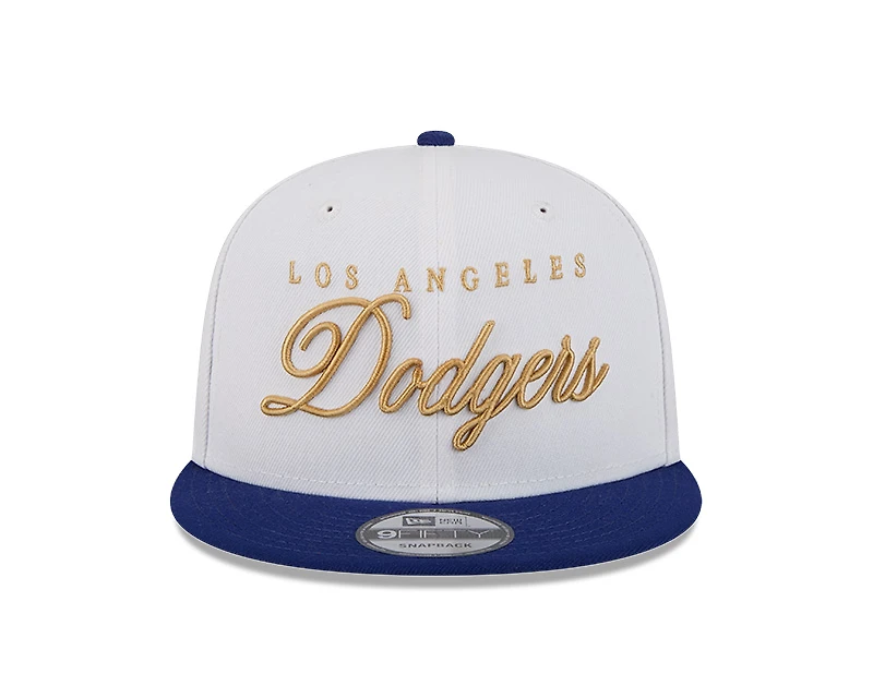 Los Angeles Dodgers White and Royal Blue Scripted 9FIFTY Snapback