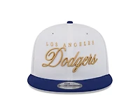 Los Angeles Dodgers White and Royal Blue Scripted 9FIFTY Snapback