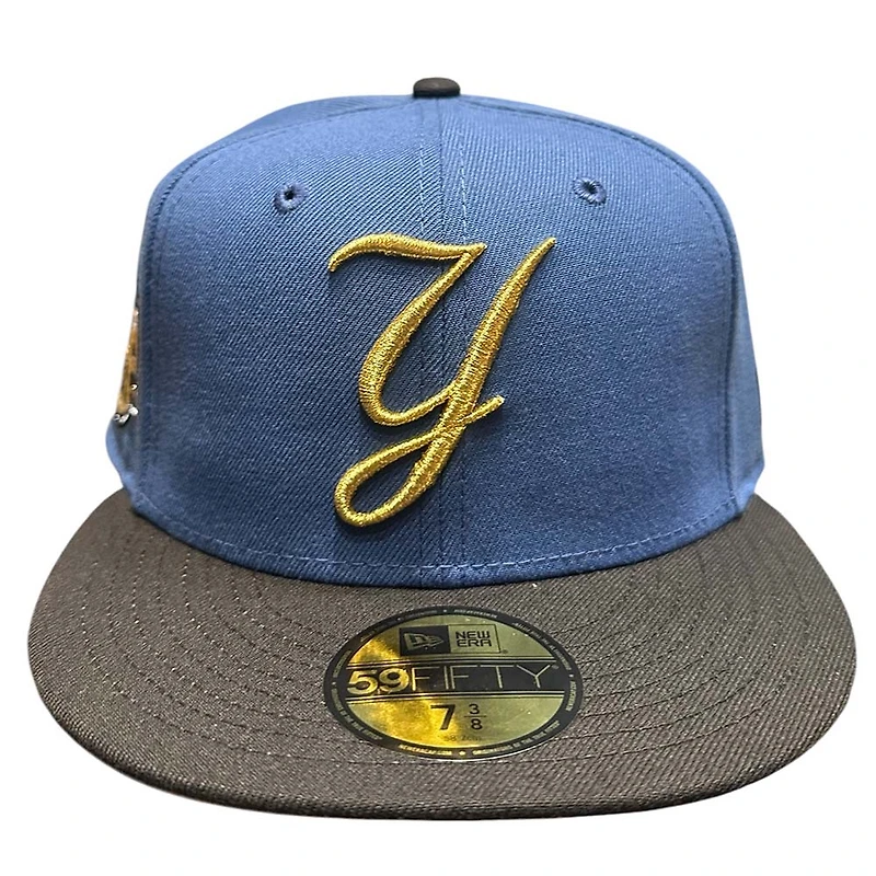 New York Yankees Indigo Blue and Black Yankee Stadium Final Season Patch Gray UV Era 59FIFTY Fitted Hat