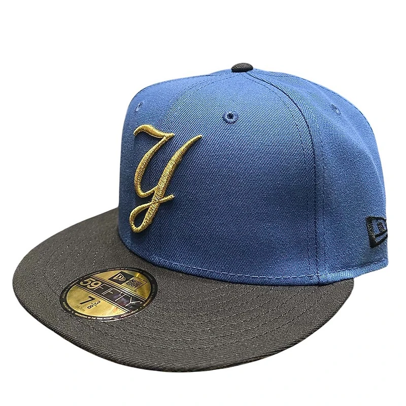 New York Yankees Indigo Blue and Black Yankee Stadium Final Season Patch Gray UV Era 59FIFTY Fitted Hat