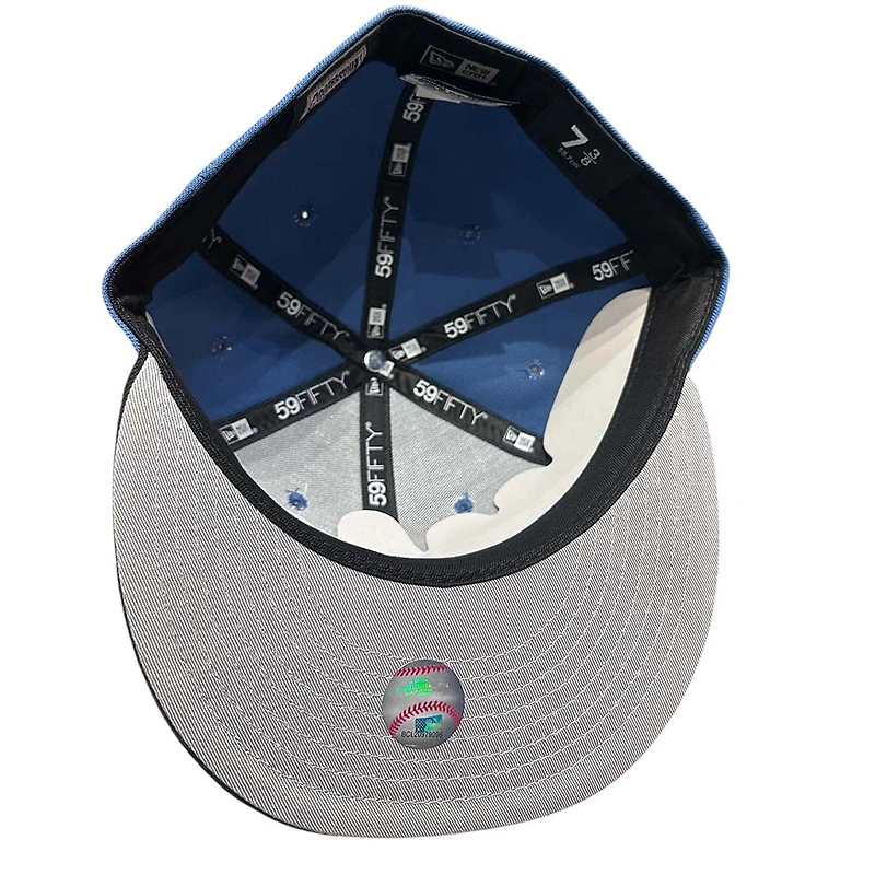 New York Yankees Indigo Blue and Black Yankee Stadium Final Season Patch Gray UV Era 59FIFTY Fitted Hat