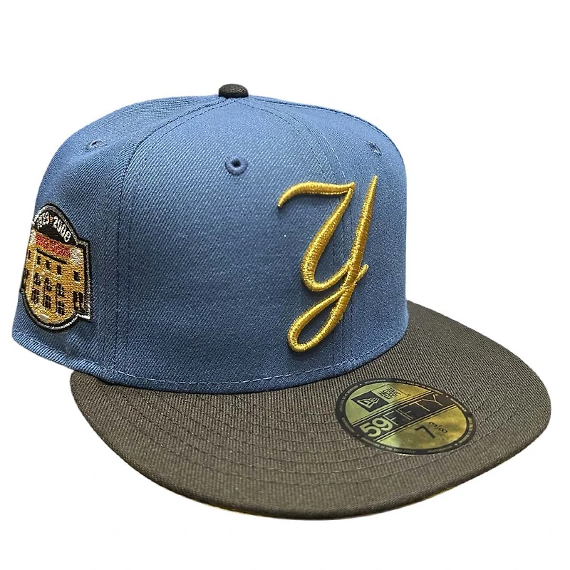 New York Yankees Indigo Blue and Black Yankee Stadium Final Season Patch Gray UV Era 59FIFTY Fitted Hat