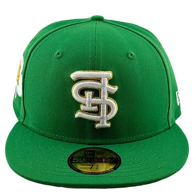 St. Louis Cardinals Green Upside Down Logo 3 Leaf Clover Patch Gray UV New Era 59FIFTY Fitted Hat