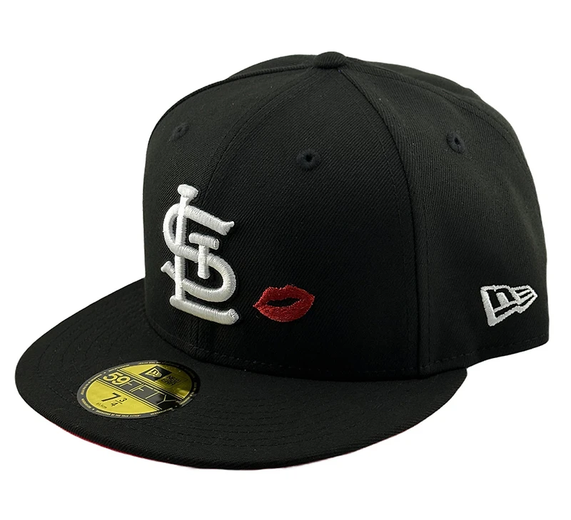 St. Louis Cardinals Black and White Red Lips 2006 World Series Patch UV New Era 59FIFTY Fitted Hat