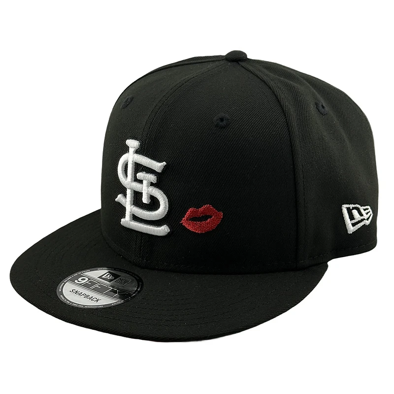 St. Louis Cardinals Black and White Red Lips 2006 World Series Patch Red UV New Era 9FIFTY Snapback Hat