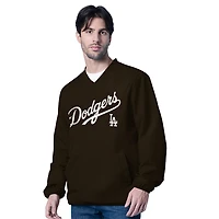 Los Angeles Dodgers Brown Script with LA Logo GIII V-Neck Windbreaker Pullover Jacket