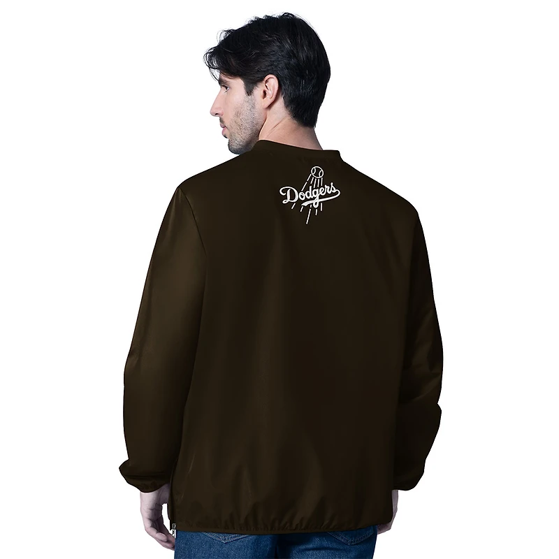 Los Angeles Dodgers Brown Script with LA Logo GIII V-Neck Windbreaker Pullover Jacket